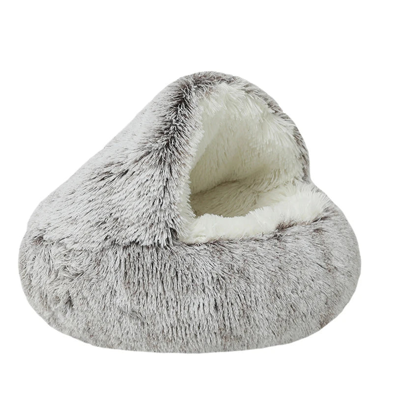 2-in-1 Calming Donut Pet Bed - Plush Anti-Slip Base