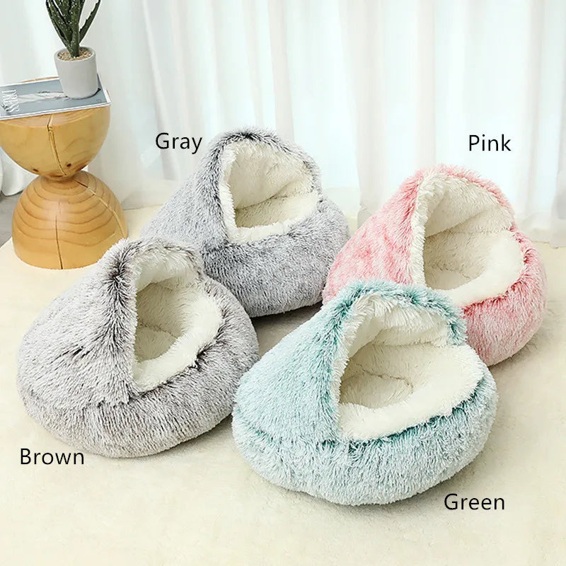 2-in-1 Calming Donut Pet Bed - Plush Anti-Slip Base