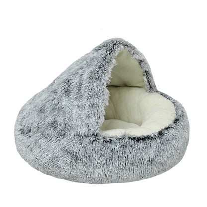 2-in-1 Calming Donut Pet Bed - Plush Anti-Slip Base