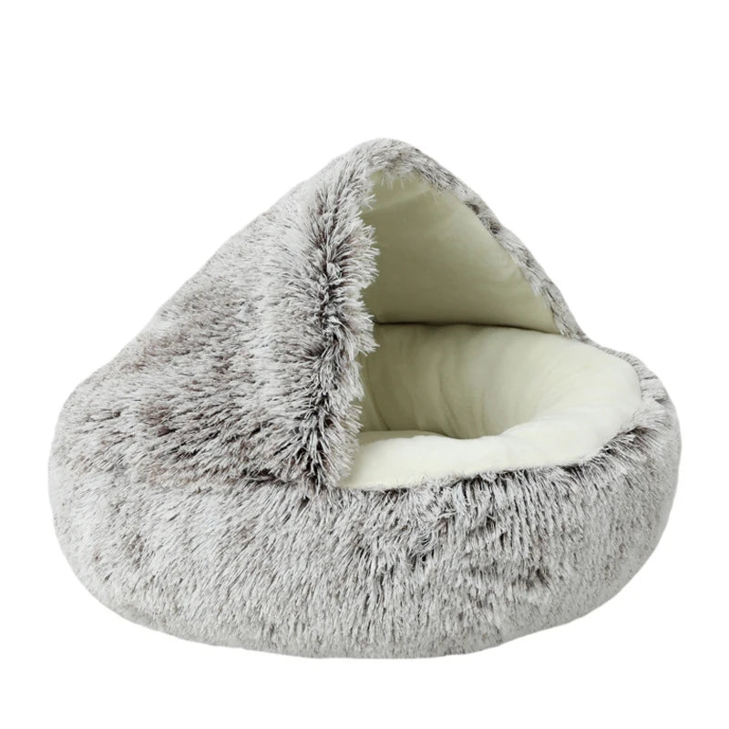 2-in-1 Calming Donut Pet Bed - Plush Anti-Slip Base