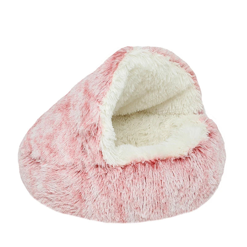 2-in-1 Calming Donut Pet Bed - Plush Anti-Slip Base