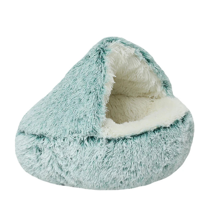 2-in-1 Calming Donut Pet Bed - Plush Anti-Slip Base