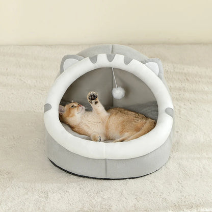 Cozy Cat Cave Bed - Plush Indoor Pet House for Cats & Small Dogs