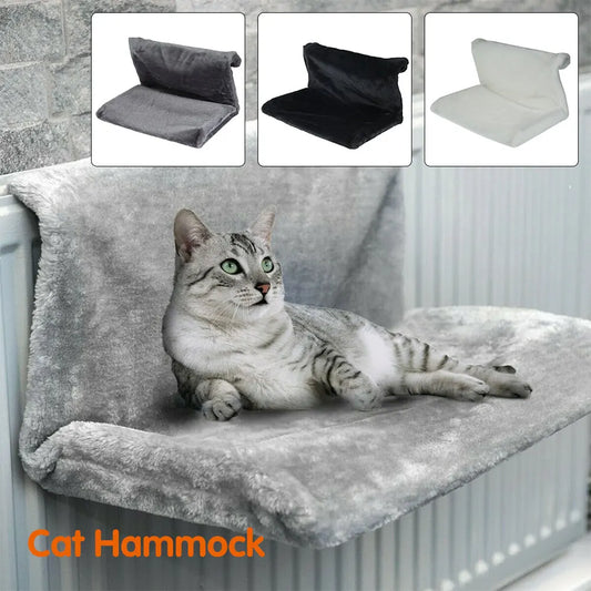 Luxury Cat Radiator Bed – Warm Fleece Hammock with Metal Frame