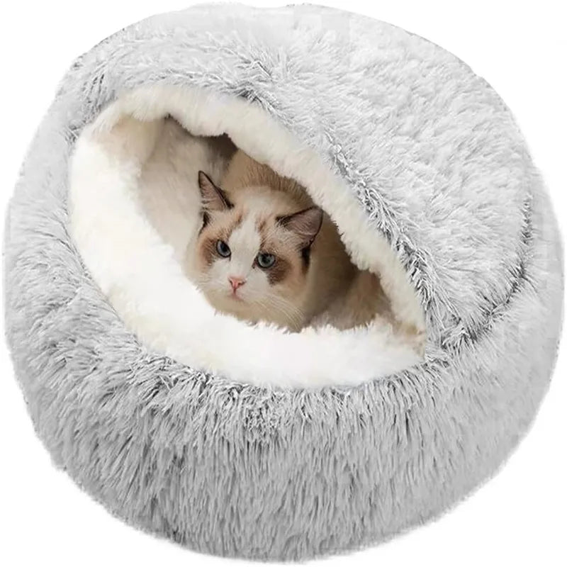 2-in-1 Calming Donut Pet Bed - Plush Anti-Slip Base