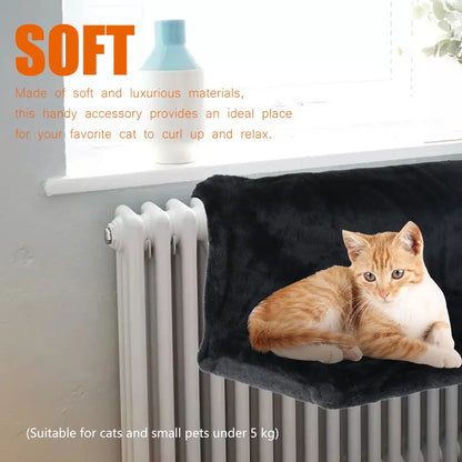 Luxury Cat Radiator Bed – Warm Fleece Hammock with Metal Frame