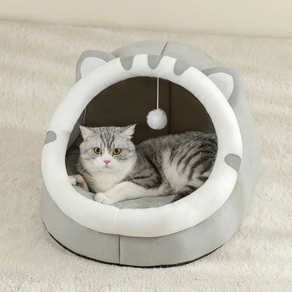 Cozy Cat Cave Bed - Plush Indoor Pet House for Cats & Small Dogs