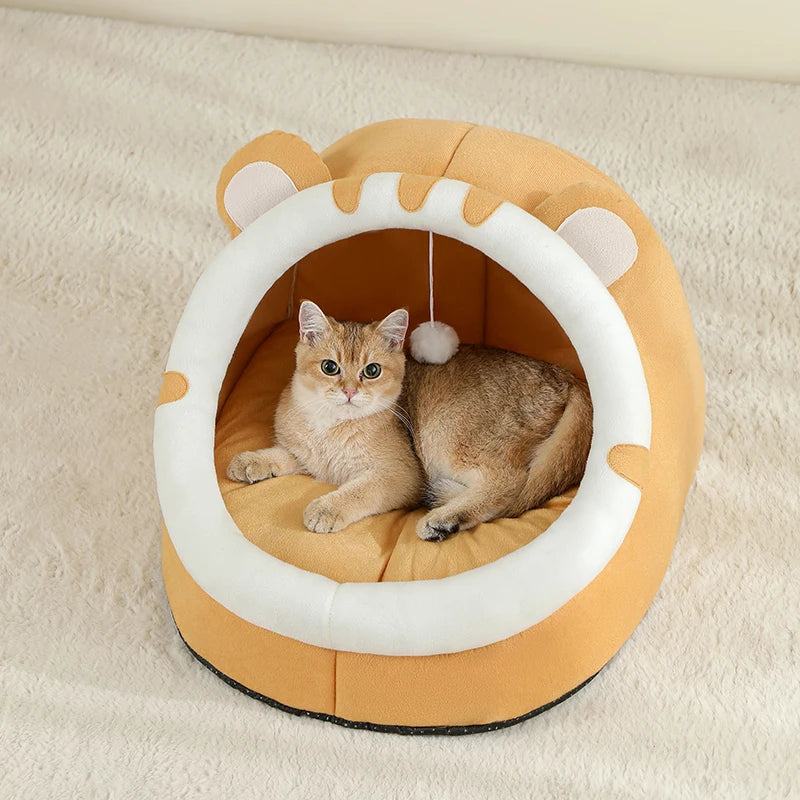 Cozy Cat Cave Bed - Plush Indoor Pet House for Cats & Small Dogs