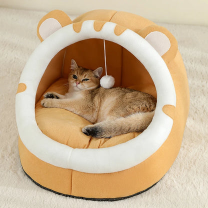 Cozy Cat Cave Bed - Plush Indoor Pet House for Cats & Small Dogs