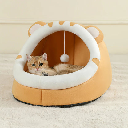 Cozy Cat Cave Bed - Plush Indoor Pet House for Cats & Small Dogs