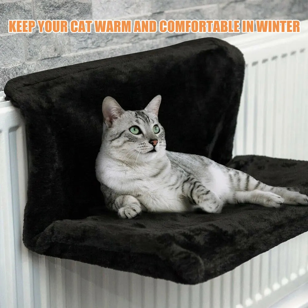 Luxury Cat Radiator Bed – Warm Fleece Hammock with Metal Frame