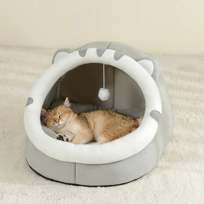 Cozy Cat Cave Bed - Plush Indoor Pet House for Cats & Small Dogs