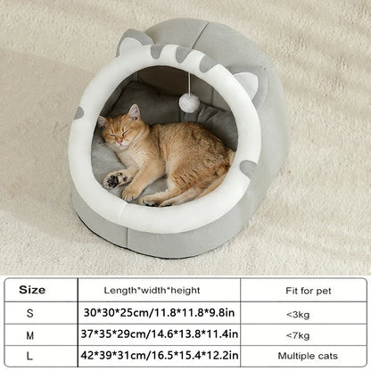 Cozy Cat Cave Bed - Plush Indoor Pet House for Cats & Small Dogs